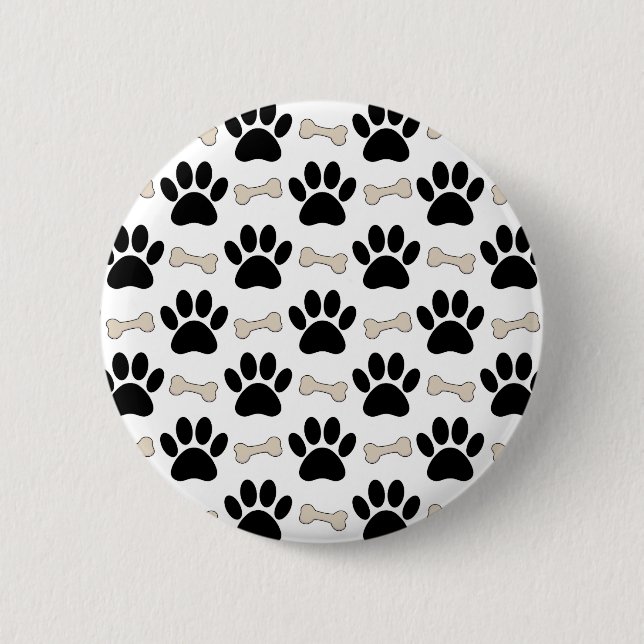 Paws And Bones Pattern Pet 6 Cm Round Badge (Front)