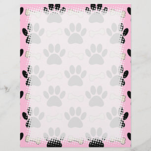 Paws And Bones Pattern Pink Custom Letterhead
