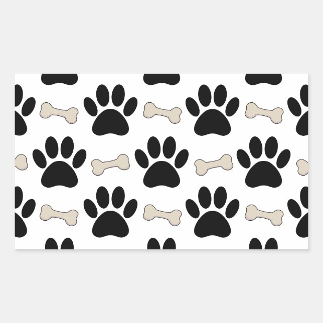 Paws And Bones Pattern Rectangular Sticker (Front)