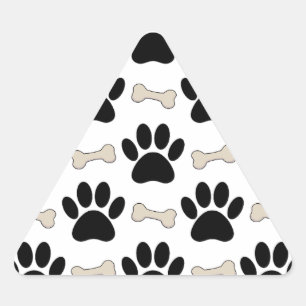 Paws And Bones Pattern Triangle Sticker