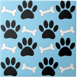 Paws And Bones Seamless Pattern Custom Pink Ceramic Tile
