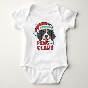 Paws and Claus - Christmas Bernese Dog Baby Bodysuit