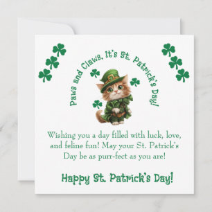 Paws and Claws St. Patrick’s Day Leprechaun Cat Holiday Card