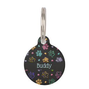 Paws and Hearts Personalised with Name Pet Tag