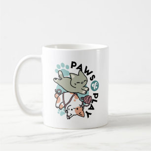 Paws and Play – Adorable Cat Illustration Coffee Mug
