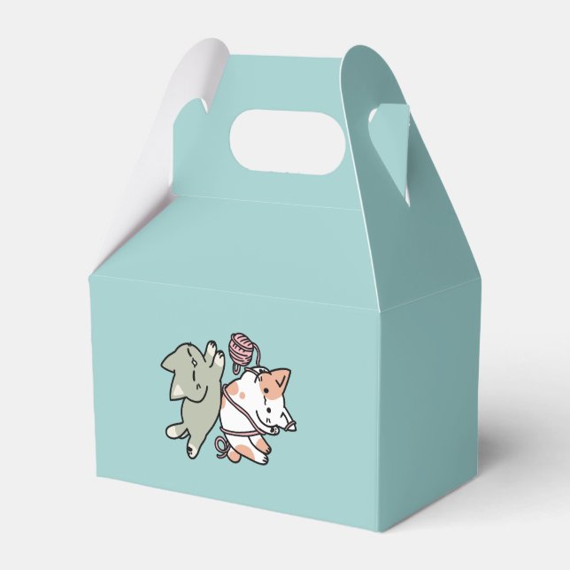 Paws and Play – Adorable Cat Illustration Favour Box (Front Side)