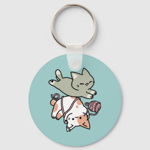 Paws and Play – Adorable Cat Illustration Key Ring