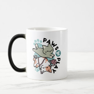 Paws and Play – Adorable Cat Illustration Magic Mug