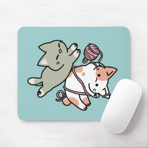 Paws and Play – Adorable Cat Illustration Mouse Pad