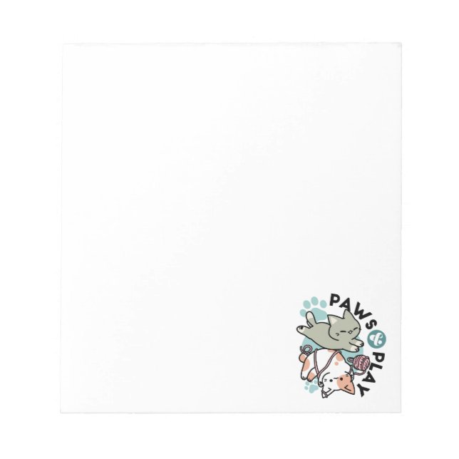 Paws and Play – Adorable Cat Illustration Notepad (Front)