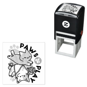Paws and Play – Adorable Cat Illustration Self-inking Stamp