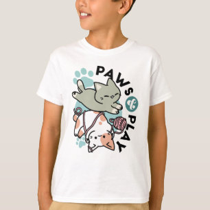 Paws and Play – Adorable Cat Illustration T-Shirt