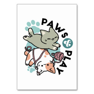 Paws and Play – Adorable Cat Illustration Table Number