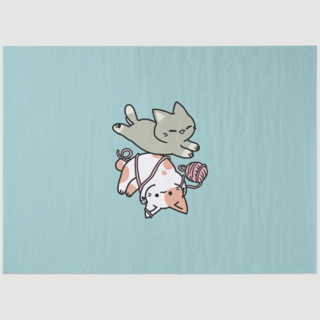 Paws and Play – Adorable Cat Illustration Tissue Paper (Front)