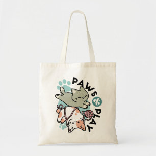 Paws and Play – Adorable Cat Illustration Tote Bag