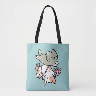 Paws and Play – Adorable Cat Illustration Tote Bag