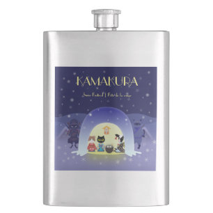 Paws and Purity: Edneko's Kamakura Festivity Hip Flask