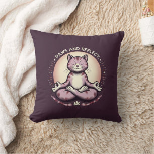 Paws and Reflect Zen Meditating Cat Cushion Pillow