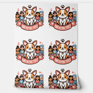 Paws Before People Funny Dog Lover Wall Mural