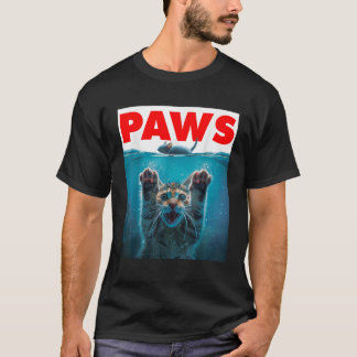 PAWS Cat and Mouse Parody Humorous Kitten Chasing T-Shirt