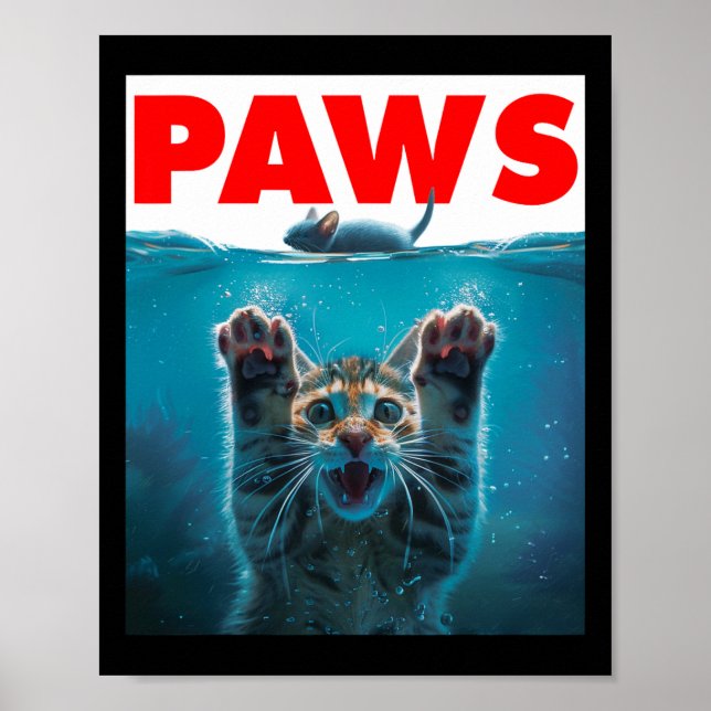 Paws Cat And Mouse Parody Humourous Kitten Chasing Poster (Front)