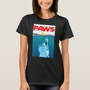 Paws Cat And Yellow Rubber Duck Teal Blue Water  P T-Shirt