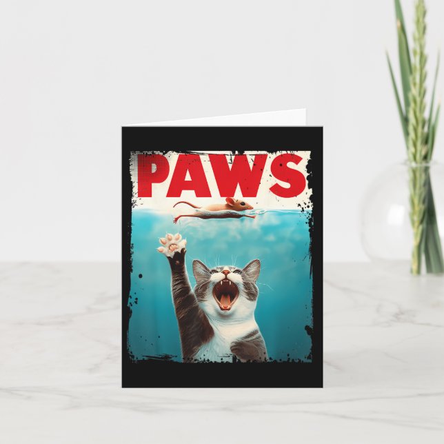 Paws Cat Mouse Parody Cat Shark Chasing Mouse Kitt Card (Front)
