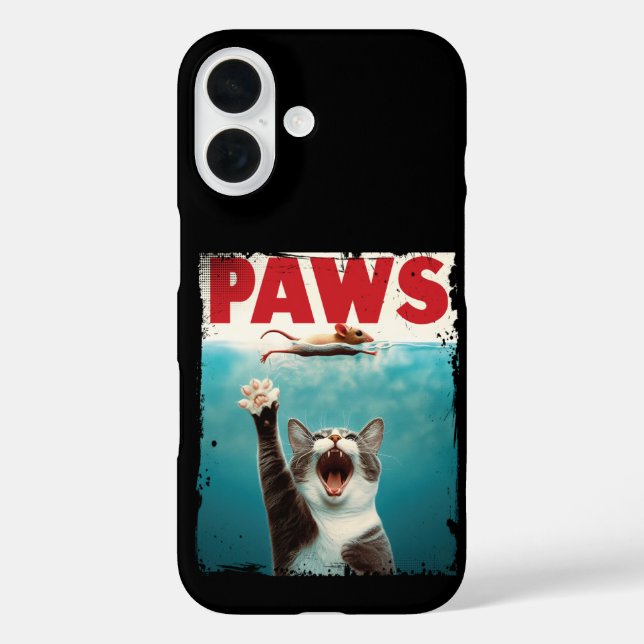 PAWS Cat Mouse Parody Of The Jaws Movie Poster Case-Mate iPhone Case (Back)