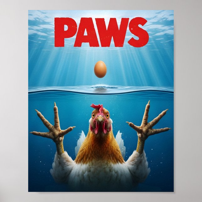 PAWS Chicken Meme – Jaws-Inspired Poultry Humour Poster (Front)