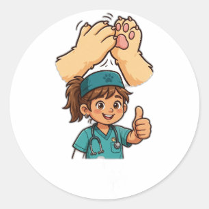 Paws, Claws and Vet Tech Applause Classic Round Sticker