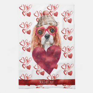 Paws Dog Lover Valentine Gift Cavalier Spaniel Tea Towel