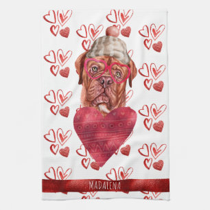 Paws Dog Lover Valentine Gift French Mastiff Tea Towel