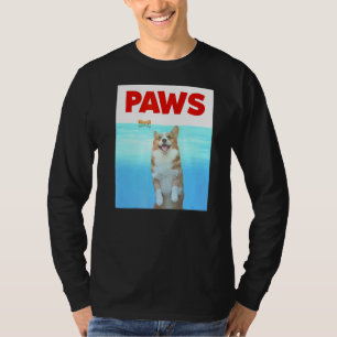 Paws Dog Parody 80s Corgi Shark Dog T-Shirt