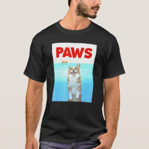 Paws Dog Parody 80s Corgi Shark Funny Dog T-Shirt