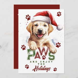 Paws Enjoy the Holidays Labrador Santa Hat Xmas Holiday Card