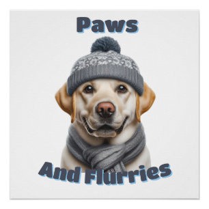 Paws & Flurries - Winter Dog Design Poster