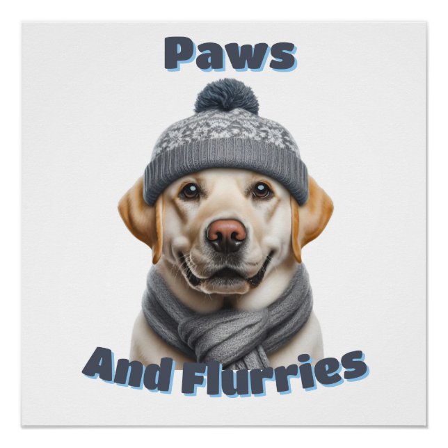Paws & Flurries - Winter Dog Design Poster (Front)