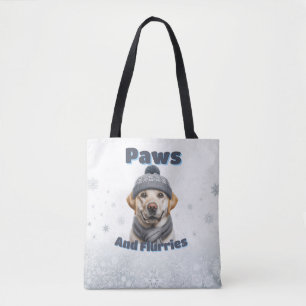 Paws & Flurries - Winter Dog Design Tote Bag