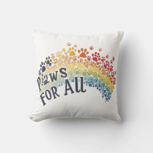Paws for All – Rainbow Paw Print Unity  Cushion