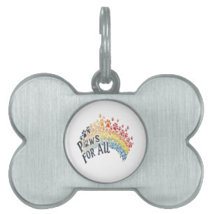 Paws for All – Rainbow Paw Print Unity  Pet ID Tag