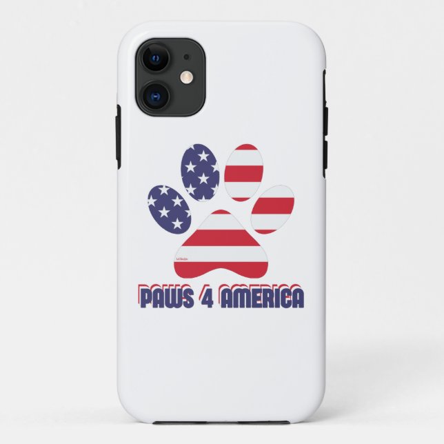 PAWS FOR AMERICA funny american dog                Case-Mate iPhone Case (Back)