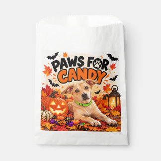 Paws for Candy Cute Halloween Dog and Pumpkins Favour Bag