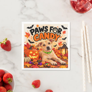 Paws for Candy Halloween Dog Party Napkin