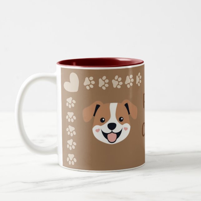 Paws for Coffee Two-Tone Coffee Mug (Left)