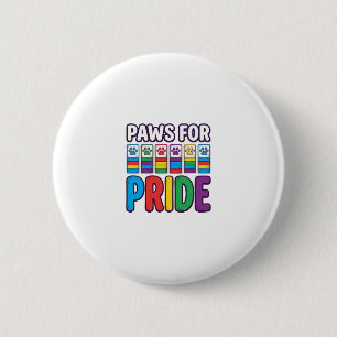 Paws for Pride Rainbow Paw Print Pet Lover Shirt_1 6 Cm Round Badge