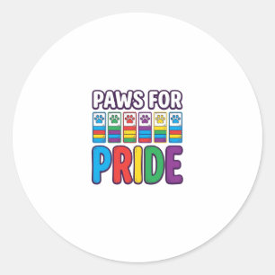 Paws for Pride Rainbow Paw Print Pet Lover Shirt_1 Classic Round Sticker