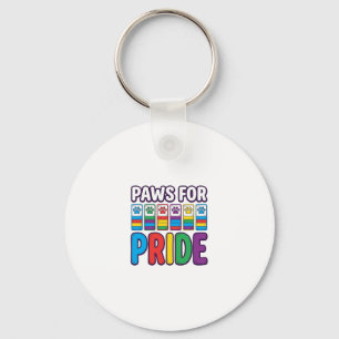Paws for Pride Rainbow Paw Print Pet Lover Shirt_1 Key Ring