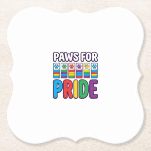 Paws for Pride Rainbow Paw Print Pet Lover Shirt_1 Paper Coaster