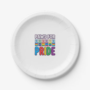 Paws for Pride Rainbow Paw Print Pet Lover Shirt_1 Paper Plate