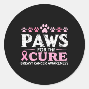 Paws For The Cure Dog Breast Cancer Awareness Pet  Classic Round Sticker